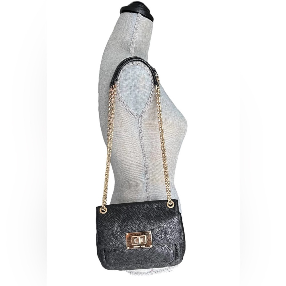 Michael Kors Sloan Small Shoulder Crossbody Chain Bag Black Leather Turnlock